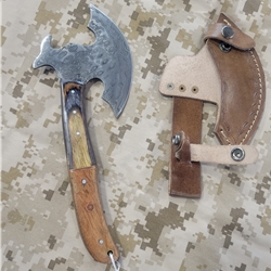 Damascus War Axe with Sheeth
Overall Length: 11
Blade Length: 5"